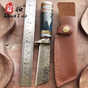 Cuchillo Tactico Pocket Handmade Mini Dao Ngoài Trời Cắm Trại Survival Dao Blades Damascus Săn Dao Thẳng