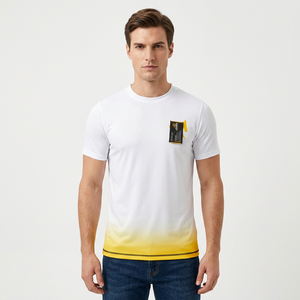 T-shirt unisexe AERO AFI à manches courtes, dégradé olive jaune, séchage rapide, impression par sublimation, logo frontal, 100% coton, haut de sport - Product Image 4