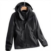Groothandel op maat gemaakte logo geweven unisex softshell outdoor jas met afneembare fleece binnenvoering, waterdicht en winddicht