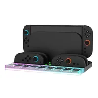Vente en gros pour 2 stations de charge HBS2804 avec RGB et emplacements pour jeux, en plastique ABS+PS, station d'accueil personnalisée en vrac pour les revendeurs d'accessoires