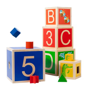 Boîtes gigognes Montessori en <span class=keywords><strong>bois</strong></span>, cubes numériques éducatifs, blocs, jouets de tri et d'empilage pour bébés, jeux éducatifs précoces - Product Image 2