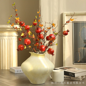 Décoration florale artificielle Yihua, fleur de grenade sauvage en soie, pour la maison, le salon, la chambre, couleur rouge orangé. - Product Image 3