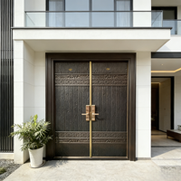 Portes d'entrée extérieures en aluminium coulé HuiAng, surface irrégulière minimaliste, résistantes à l'eau, ouverture manuelle, pour villa, garantie 1 an