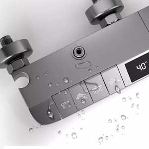 Súng Màu Xám Tất Cả Các Đồng Đầu Vòi Hoa Sen Đặt Thép Không Gỉ Hoa Phun Nước Với Nhiệt Độ Không đổi Áp lực Mixer Vòi Hoa Sen - Product Image 2