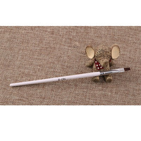 Pinceau à ongles professionnel à manche en plastique blanc, poils en nylon, tête plate, outil de nail art, pour peinture chinoise, vente en gros