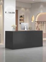 Comptoir de réception moderne en bois massif noir pour salon de beauté et hôtel