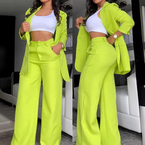 Conjunto de Traje de Color Rosa Sólido para Mujer con Chaqueta de Solapa y Pantalones de Pierna Recta Tallas SMLXLXXLXXXL Casual Elegante para el Trabajo - Product Image 3