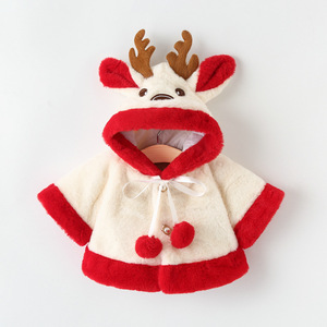 Herfst Winter Babymantel Met Schattige Herten Kap Kinderen Verdikte Cape Peuter Multi Color Outfits - Product Image 2
