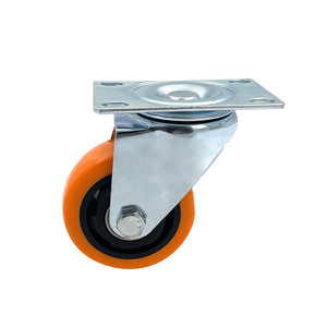 Ruedas de PVC para Muebles, Sillas y Carritos, Color Naranja Mediano, 3/4/5 Pulgadas, con Freno, Direccional, Universal, para Oficina y Hotel, Directo de Fábrica - Product Image 3