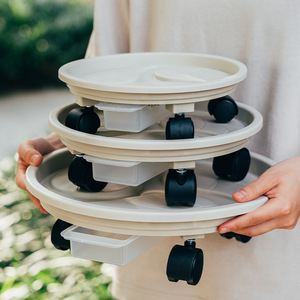 Plateaux de transport ronds en plastique blanc et gris durables pour pots de fleurs, avec <span class=keywords><strong>roulettes</strong></span>, pour intérieur et extérieur, vente en gros - Product Image 6