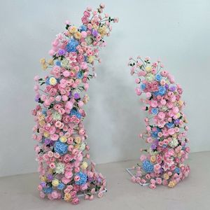 Arche florale en corne de cerf bleu poudré et rose rêveuse, support de fleurs artificielles pour cérémonie de mariage et toile de fond de scène de fête, durable - Product Image 3