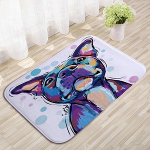 Hanlin Colorful Dog Flannel Floor <b>Mat</b> Rectangle Non-Slip <b>Kitchen</b> Bathroom <b>Mat</b> - Product Image 3