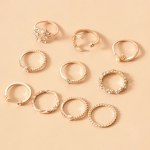 Anneaux assortis étoile de lune pour femmes Anillos Mujer ensemble de bagues en or Bagues filles Anillo bijoux bohème <span class=keywords><strong>Serpentard</strong></span> N2108192 - Product Image 4