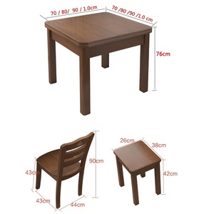 Muebles de Comedor al por Mayor de Fábrica, Juego de Mesa de Comedor Cuadrada de Madera Maciza Resistente para 4 Personas, Mesa de Comedor de Madera para Apartamento - Product Image 5