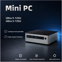 Ultra 5 125U/135U Mini PC Meteor Lake Mini Gaming PC Ai Windows Linux WiFi Business Office Portable Desktop Computer 4.3/4.4 GHz