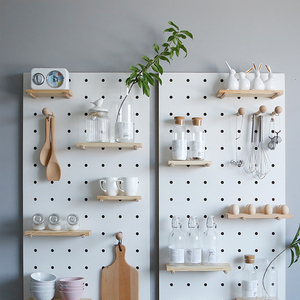 Tự làm lưu trữ và hiển thị bảng, bằng gỗ <span class=keywords><strong>Pegboard</strong></span> hiển thị mô-đun tổ chức Lưu trữ tường móc kệ - Product Image 5