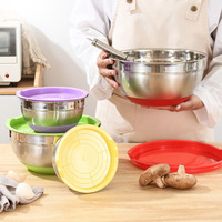 Ensaladera de Acero Inoxidable Colorida con Tapa Hermética, Portátil, Apta para Alimentos, Duradera, Apilable, para Uso en la Cocina, Venta al por Mayor