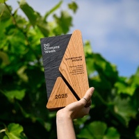 Plaques de certification en bois sur mesure avec plaque métallique rectangulaire en or, argent, bronze Mh Nj0728 Options de taille et de forme