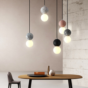 Lustre nordique moderne en marbre pour hôtel Lustre à panneau en travertin naturel sphérique en <span class=keywords><strong>béton</strong></span> de verre pour restaurant - Product Image 6