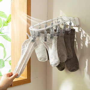 Wall Mounted <b>Drying</b> <b>Rack</b> With Clips For Socks And Underwear Balcony Bathroom Use - Product Image 3