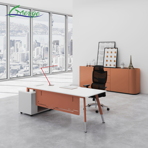 Muebles de Oficina, Escritorio Ejecutivo con Almacenamiento, Gestión de Cables y Patas Metálicas para Espacio de Trabajo de Gerentes, Suministro al por Mayor - Product Image 1