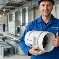 Ventilateur en ligne EC à haut débit 736 CFM de 8 pouces, ventilateur extracteur d'air à flux mixte pour la ventilation industrielle et des restaurants, OEM/ODM