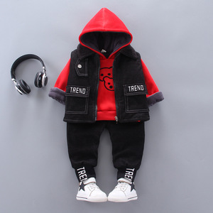 Conjunto de 3 Piezas para Bebés Niños, Chaqueta de Invierno con Capucha y Pantalones de Mezclilla de Algodón, Venta al Por Mayor en China - Product Image 2
