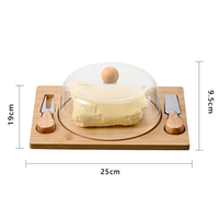 Nouvelle boîte de rangement transparente anti-poussière en bambou et bois pour beurre, plateau à fromage et beurre japonais avec couteau et fourchette