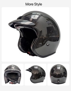 Retro DOT-Zertifizierung OEM Kohle faser material Openl Face Reithelm Einzel linse Vintage Motorrad helm OEM ODM - Product Image 3