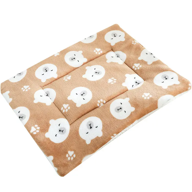 Con chó Thùng Pad siêu mềm giường vật nuôi dễ thương in có thể giặt Mat chó nhỏ trong nhà mèo đảo ngược lông cừu cũi Pad mèo tàu sân bay mèo giường