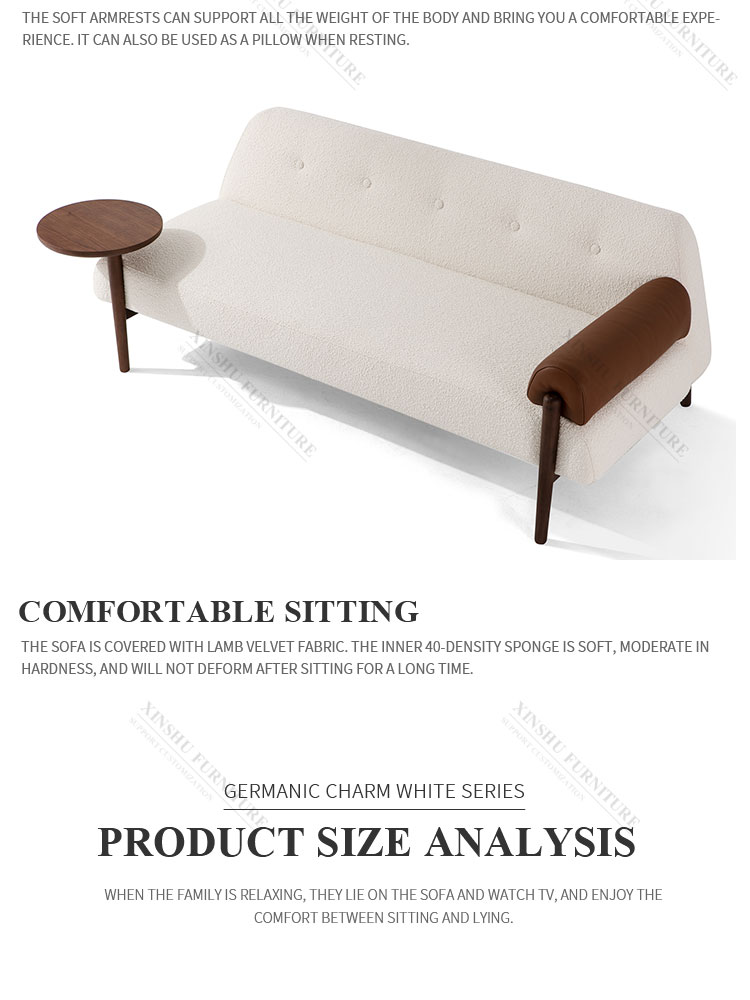 Modern Feather Stuffing Seat and Back Cushions 2 Seater Fabric Sofa Cover Set Wood Style