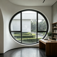 Ventanas Fijas Circulares de Aluminio para Exteriores con Persianas Enrollables Horizontales de Acero Inoxidable Resistentes al Viento para Fachada de Villa