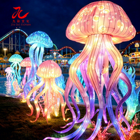 Lanternes géantes en forme d'animaux, LED, étanches, en soie, personnalisées, thème parc aquatique, décoration pour événements extérieurs et festivals