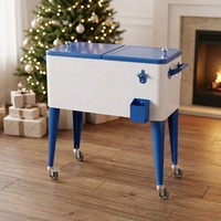 Meilleures ventes - Chariot rétro pour boissons glacées personnalisé multicolores pour l'extérieur, glacière en métal de 80 L, glacière roulante vintage