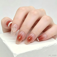 Faux ongles carrés à presser, dégradé rouge et or pailleté, réutilisables, auto-adhésifs, décorations pour nail art, style français pour mariée