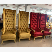 Vente directe usine : Fauteuil Club Queen européen en bois massif, à dossier haut et accoudoirs, pour hall d'hôtel, fauteuil d'appoint