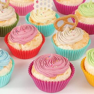 Tùy Chỉnh In Cấp Thực Phẩm Mỡ Giấy Bằng Chứng Cầu Vồng Mini Cúpcake Lót Đầy Màu Sắc Bánh Nướng Bánh Nướng Bánh - Product Image 3