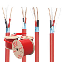 Kabel Alarm Kebakaran Tembaga Padat Merah dan Hitam 2 Inti Terpilin Berpelindung dengan Selubung PVC Sistem Keamanan Gulungan 1000 kaki