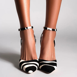 Nouveautés 2026 : Chaussures de créateur à imprimé zèbre, sexy, motif animalier asymétrique, avec brides à la cheville, talons hauts pour femmes - Product Image 6