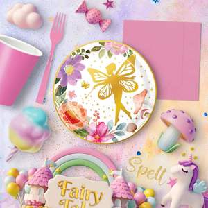 Plato de Papel Redondo Desechable de 7 Pulgadas, Aprobado por la FDA, 350 g/m², Blanco, para Fiestas de Té, Diseño de Hadas, Artículos para Fiestas - Product Image 2