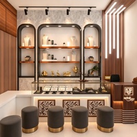 Comptoir de réception en verre sur mesure, vitrine de présentation pour bijouterie, mobilier de showroom de luxe, design de comptoir de bijouterie verrouillable