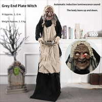 Décoration de sorcière lumineuse d'Halloween, électrique, à détection sonore, animée, accessoires pour maison hantée, alimentée par piles AAA, utilisation en extérieur