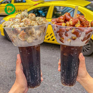 Fábrica Novo Produto Para Levar Frutas Frango Frito Snack Top Tigela Pp 2 em 1 90/95Mm Bebida Plástica para Cola Bebida Fria - Product Image 1