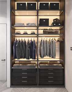 Dressing sur mesure de luxe avec éclairage, design de panneau arrière, rangement, armoire, meubles, armoire à double porte avec LED - Product Image 1