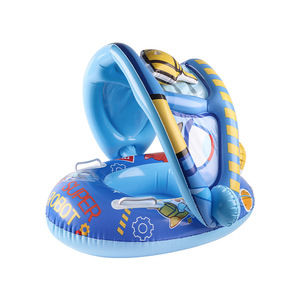 Anneau <span class=keywords><strong>de</strong></span> natation gonflable en PVC écologique pour enfants Siège d'eau sur le thème <span class=keywords><strong>de</strong></span> la licorne avec pare-soleil Bateau Parapluie Auvent pour enfant Yacht Utilisation - Product Image 1