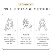 Masque facial en feuille KORMESIC 25ml, enrichi en vitamine C, café, concombre, noix de coco - éclaircissant, blanchissant, hydratant
