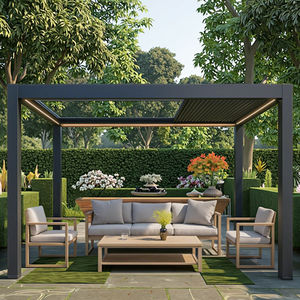 פרגולות וגזיבו מודרניים קבועים מאלומיניום לגינה, עמידים למים עם גג מתכוונן וקשיח. - Product Image 1