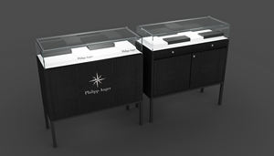 <span class=keywords><strong>Comptoir</strong></span> de vente au détail moderne Funroad en bois de qualité supérieure, vitrine en verre haut de gamme, présentoir à bijoux en métal pour bijouterie - Product Image 2