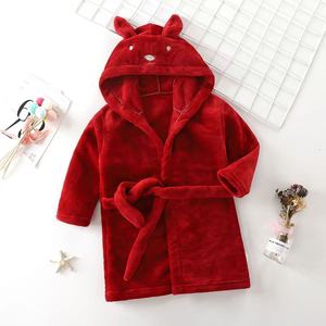Pijamas de Orejas de Conejo para Niños, Pijamas de Franela para Niños y <span class=keywords><strong>Niñas</strong></span>, Pijamas Gruesos de Felpa Coral para Otoño/Invierno, Batas de Baño - Product Image 4
