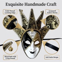 Masque de fou vénitien avec clochettes, masque fantôme rétro pour mascarade, masque de farsouille pour hommes pour carnaval et cosplay